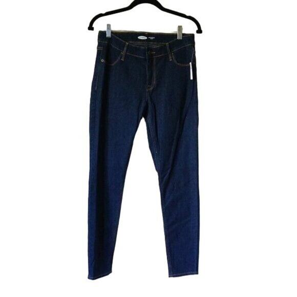 NWT Old Navy Super Skinny Mid Rise Jeans 6  Dark Blue Denim - Picture 1 of 6
